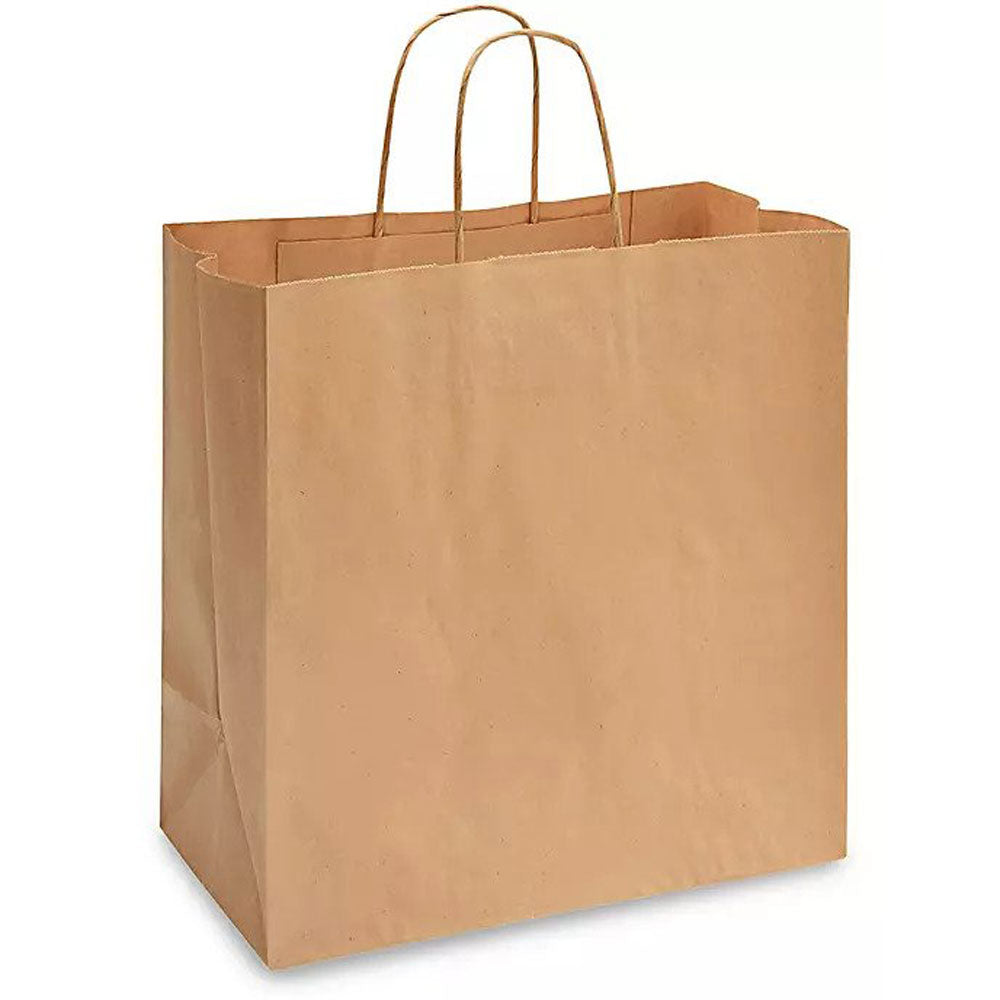 RiteEarth - 13" x 7" x 13" Kraft Paper Twist Handle Bag, 250/Cs, 16Cs/Sk - PT13717K
