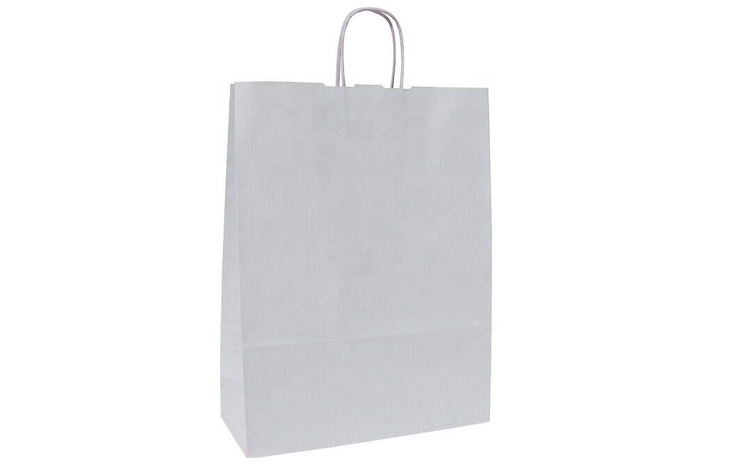 RiteEarth - 13" x 7" x 17" White Paper Twist Handle Bag, 250/Cs - PT13717W