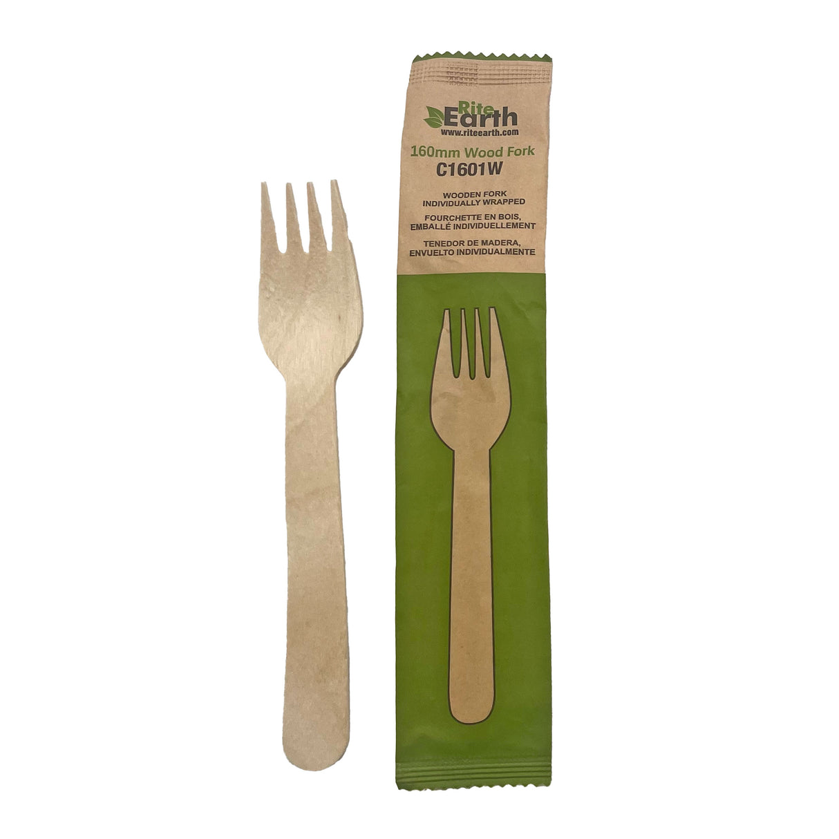 RiteEarth - 6" Wrapped Wooden Fork, Pack of 500 - C1601W