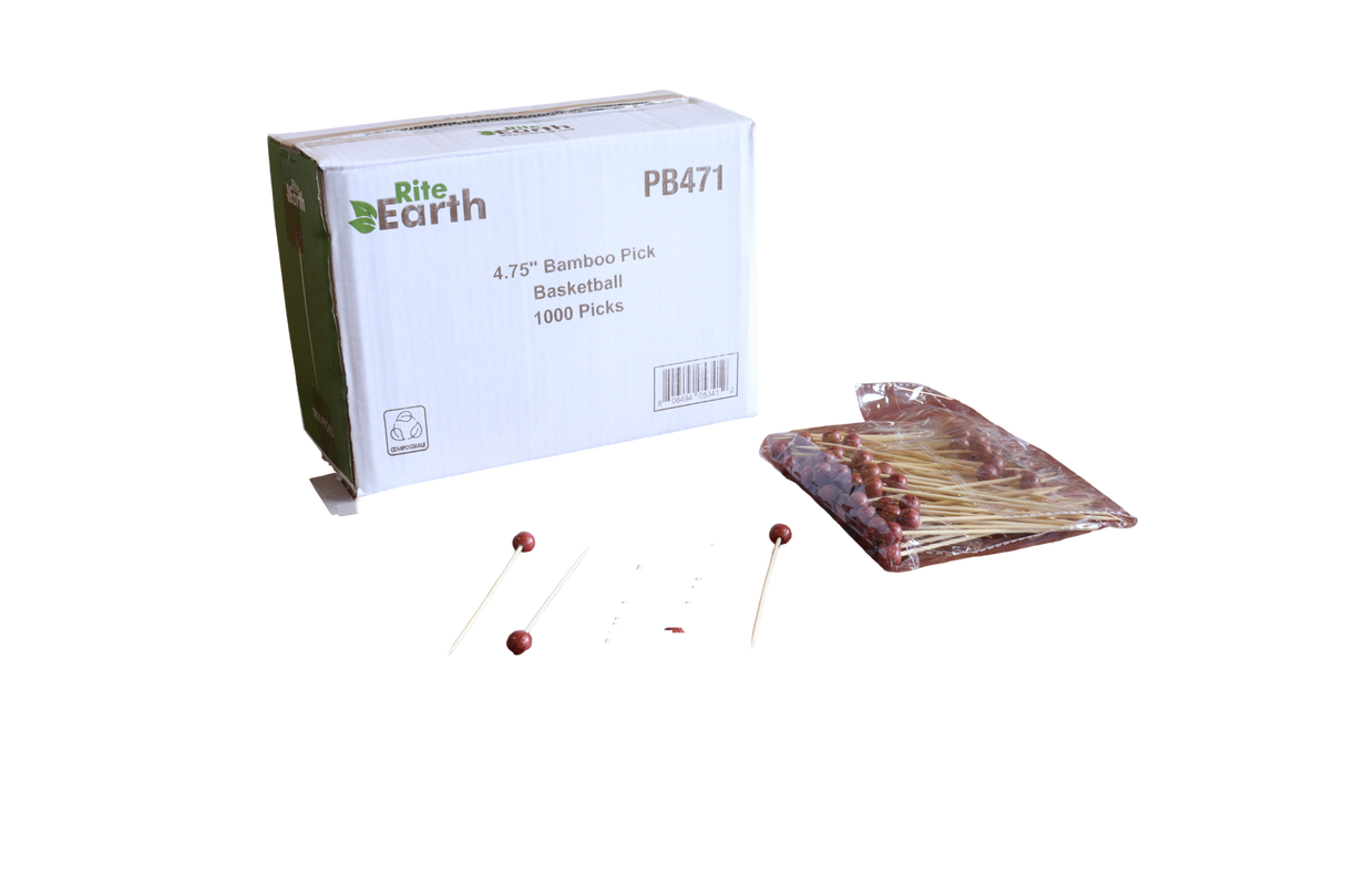 RiteEarth - 4.75" Bamboo Wooden Pick - Basketball, Pack of 5000 - PB471