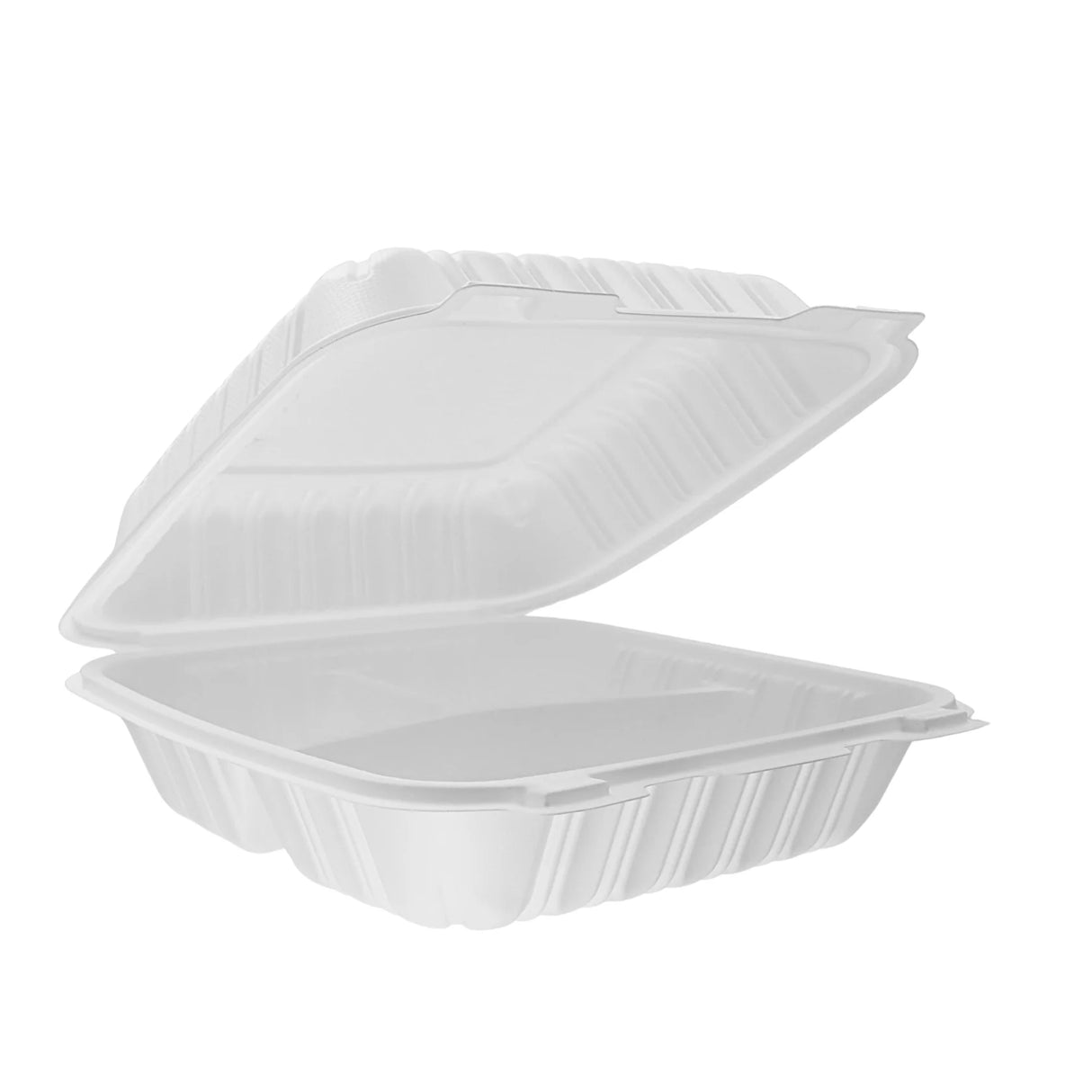 RitePak - 9" x 9" x 2.95" Polypropylene Hinged Sandwich Container With 3 Compartment, 150/Cs - HS903