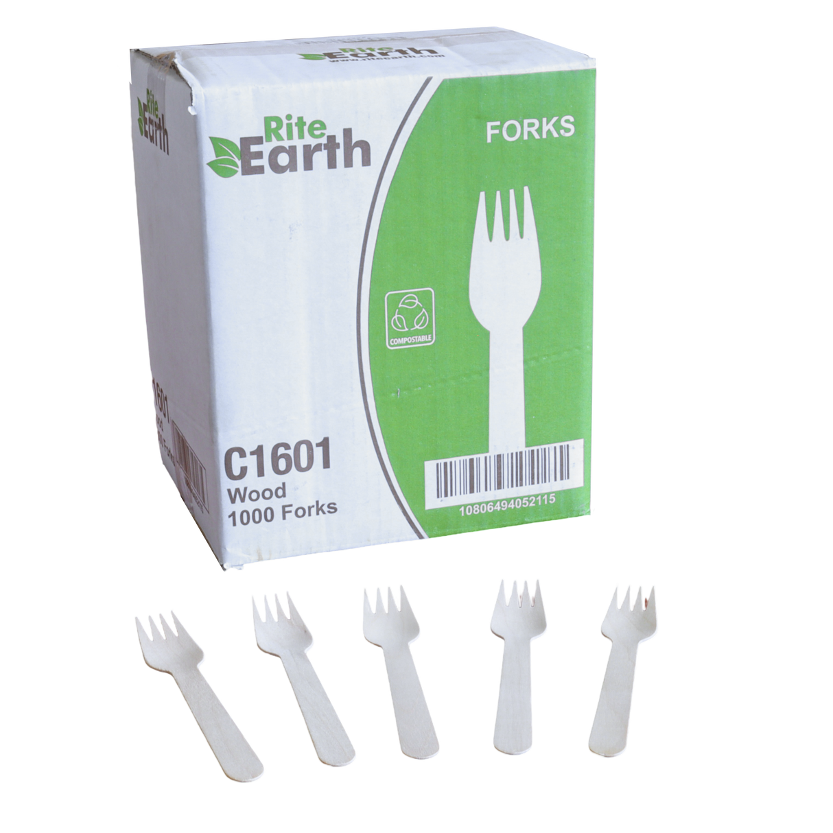 RiteEarth - 6" Wooden Fork, Pack of 1000 - C1601