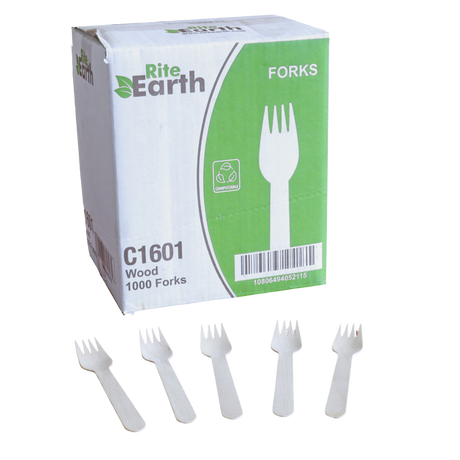 RiteEarth - 6" Wooden Fork, Pack of 1000 - C1601
