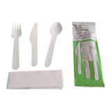 RiteEarth - Wooden Cutlery 4/1 Kit (Knife + Fork + Spoon + Napkin), Pack of 250 - CK6004