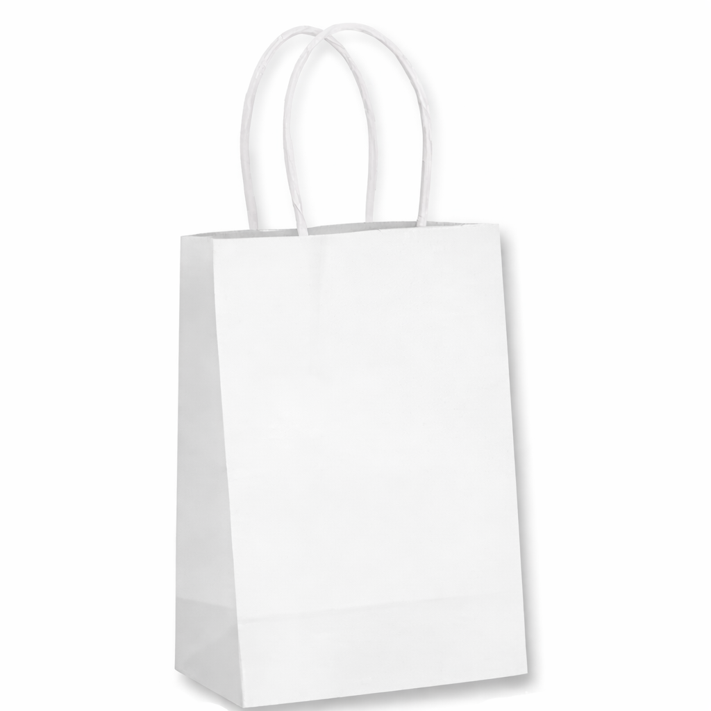 RiteEarth - 7" x 3.5" x 8" Paper Twist Handle Bag, White - PT07308W