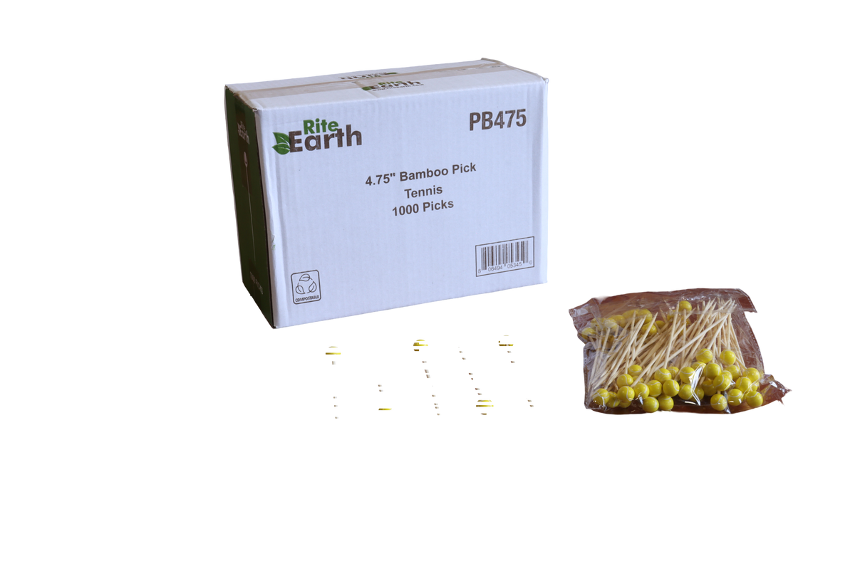 RiteEarth - 4.75" Bamboo Wooden Pick - Tennis, Pack of 5000 - PB475