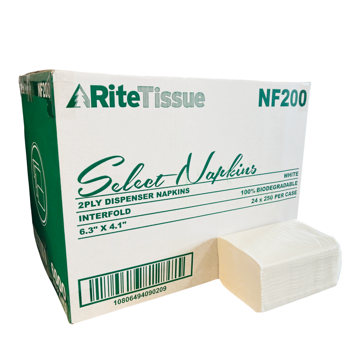 RiteTissue - 6.3" x 4.1" 2 Ply White Interfold Napkin, 6000/Cs - NF200