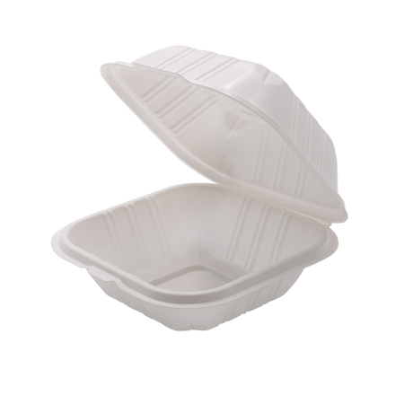 RitePak - 6" X 6" MFPP White Hinged Microwavable Container, 400/Cs - PH601