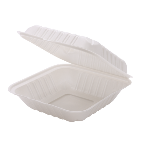 RitePak - 8" X 8" MFPP White Hinged Microwavable Container, 150/Cs - PH801