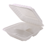 RitePak - Contenant micro-ondable blanc à charnières 3 compartiments MFPP 8" x 8", 150 unités - PH803