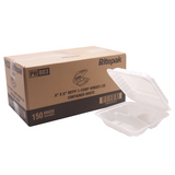 RitePak - Contenant micro-ondable blanc à charnières 3 compartiments MFPP 8" x 8", 150 unités - PH803