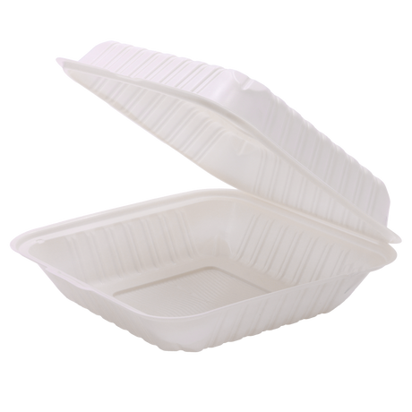 RitePak - 9" X 9" MFPP White Hinged Microwavable Container, 150/Cs - PH901