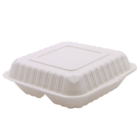 RitePak - 9" X 9" MFPP 3 Compartment White Hinged Microwavable Container, 150/Cs - PH903