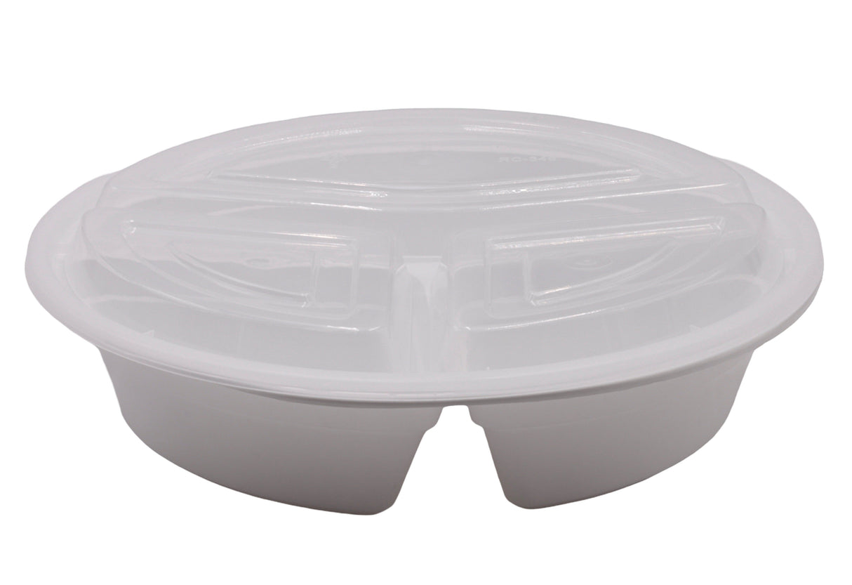 RitePak - 9" 3 Comp Round Container Combo, 150/Cs - RC-348W
