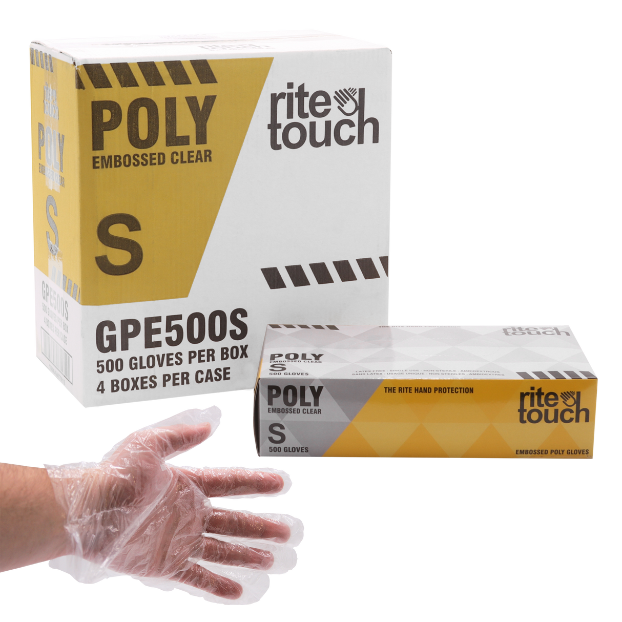 RiteTouch - Clear Small Poly Gloves, 500/bx, 4Bx/Cs - GPE500S