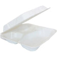 RiteEarth 8 inch three compartment compostable bagasse hinged container